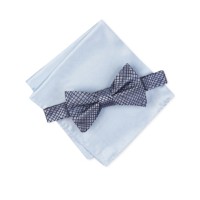 Alfani Men’s Hudson Abstract Bow Tie & Pocket Square Set (Navy)