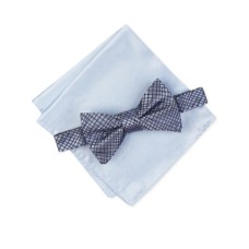 Alfani Men’s Hudson Abstract Bow Tie & Pocket Square Set (Navy)