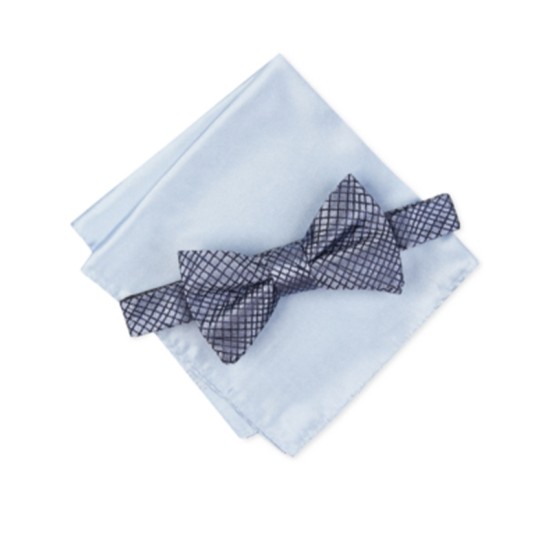  Men’s Hudson Abstract Bow Tie & Pocket Square Set (Navy)