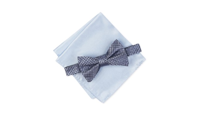  Men’s Hudson Abstract Bow Tie & Pocket Square Set (Navy)