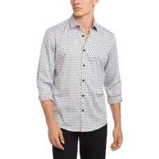Alfani Mens Luke Plaid Shirt (White-X-Large)