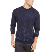Alfani Men's Paint Splatter Crewneck Sweater, Navy, XX-Large