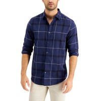 Alfani Men’s Parsons Plaid Shirt (Navy, Small)