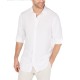  Men’s Platoon Linen Shirt (White, S)