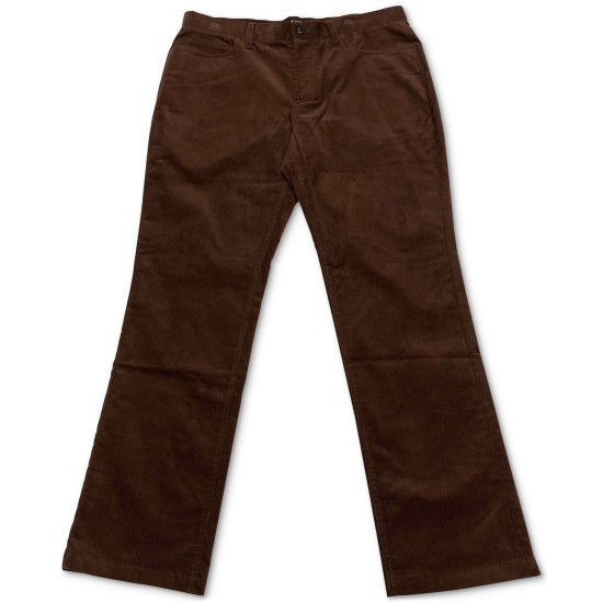  Men’s Regular-Fit Corduory Pants (Dark Brown, 40×30)