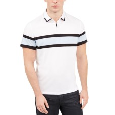 Alfani Men’s Regular-Fit Stripe Quarter-Zip Polo (Pastel Blue, XL)