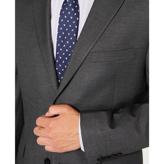  Men’s Slim-Fit Performance Stretch Mini Check Suit Separate Jacket (Gray, 38)