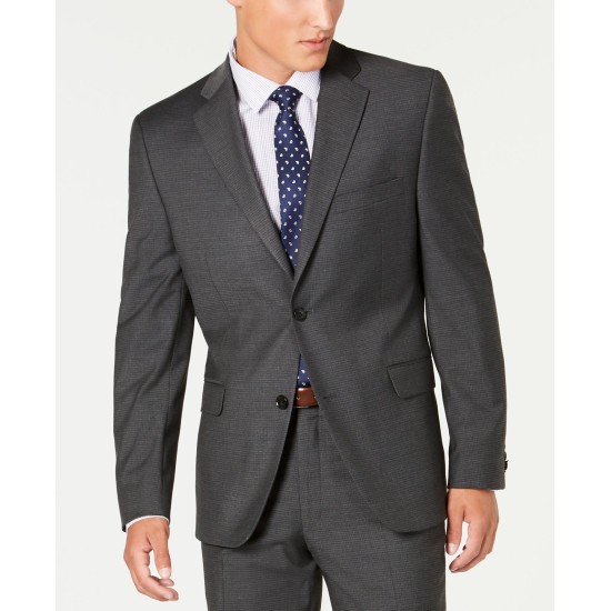  Men’s Slim-Fit Performance Stretch Mini Check Suit Separate Jacket (Gray,44R)