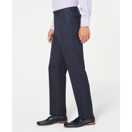  Men’s Slim-Fit Performance Stretch Windowpane Suit Separate Pants (Blue, 30×30)