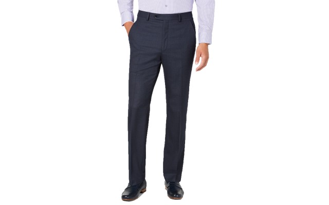  Men’s Slim-Fit Performance Stretch Windowpane Suit Separate Pants (Blue, 30×30)