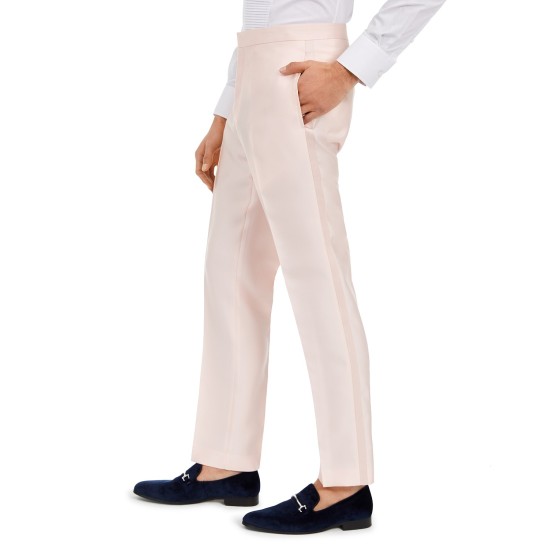  Men's Slim-Fit Stretch Pink Solid Tuxedo Pants (Pink), Pink, 30X32