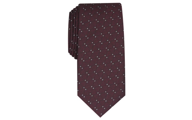  Men’s Slim Geometric Tie (Burgundy)