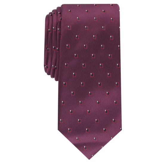  Men’s Slim Neat Tie (Burgundy)