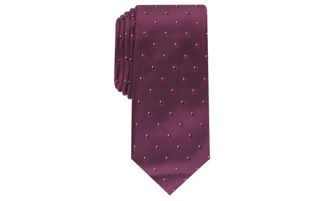  Men’s Slim Neat Tie (Burgundy)