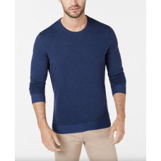 Alfani Men’s Solid Crewneck Sweater (Indigo, XL)