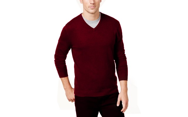  Men’s Solid Crewneck Sweater (Wine, S)