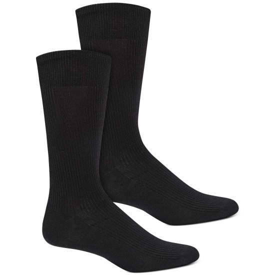  Men’s Solid Ribbed Socks, Black