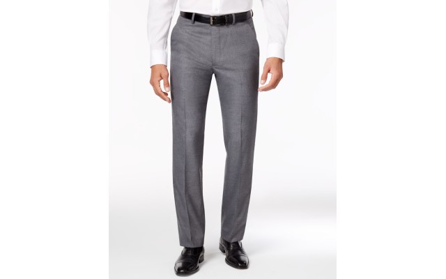  Men’s Stretch Performance Solid Slim-Fit Pants, Gray, 32x34