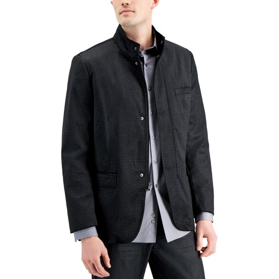  Men’s Textured Hybrid Sportcoat (Black, XX-Large)