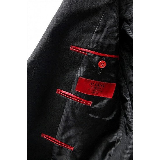  Mens Traveler Woven Notch Lapel Two-Button Suit Jacket, Black, 36 Short