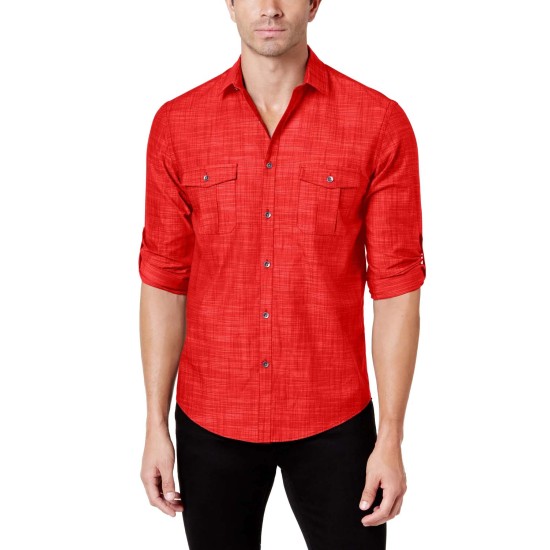  Men's Warren Long Sleeve Shirt, Bright Red, 2X-Large