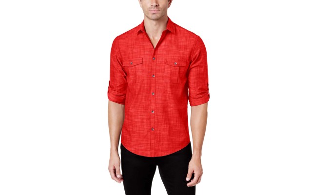  Men's Warren Long Sleeve Shirt, Bright Red, 2X-Large