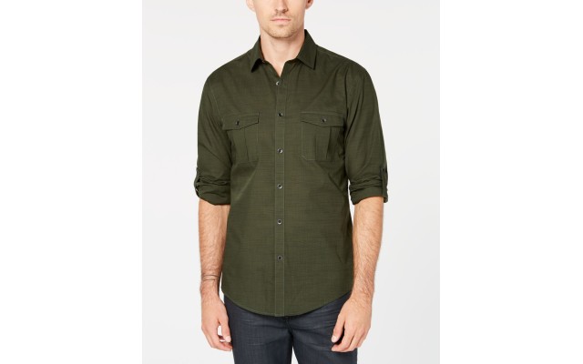  Men’s Warren Long Sleeve Shirt (Green, X-Large)