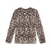  Metallic Abstract-print Top Golden Floral (Gray, Medium)