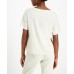  Metallic Panel Top Elevated Taupe Blouse, White, X-Large