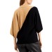  Mixed-Media Dolman-Sleeve Sweater, Beige, Medium