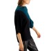  Mixed-Media Dolman-Sleeve Sweater, Blue, Medium