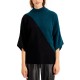  Mixed-Media Dolman-Sleeve Sweater, Blue, Small