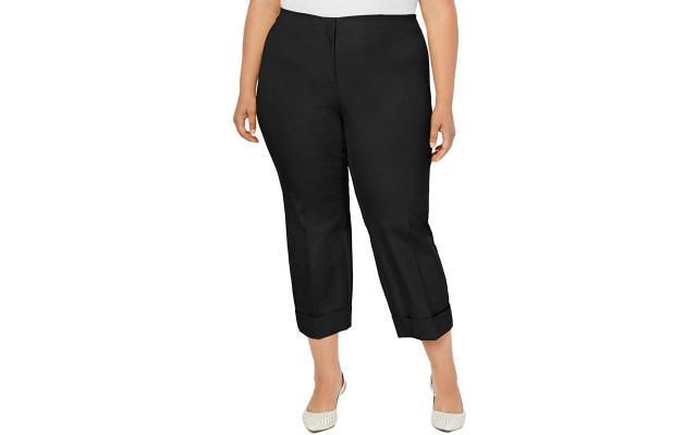  Plus Size Cuffed Ankle Pants (16W – Black)