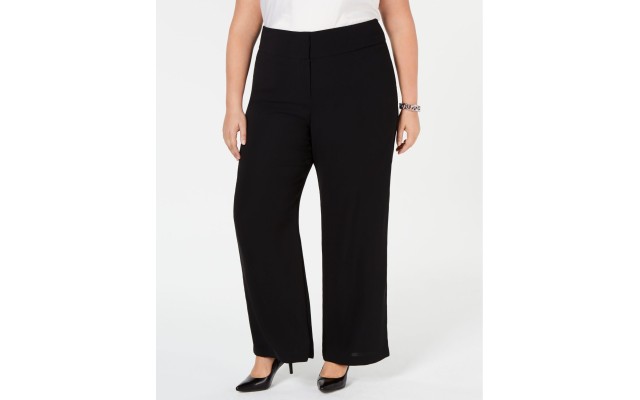  Plus Size High-Waisted Wide-Leg Pants Black Size 14W