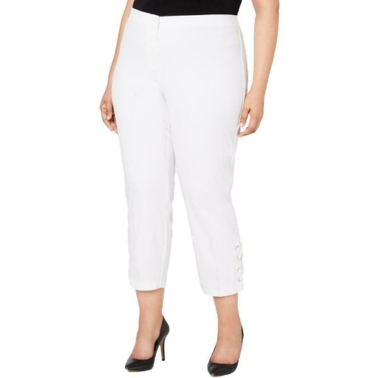  Plus Size Hollywood-Waist Pants 18W – White