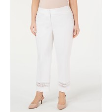 Alfani Plus Size Lace-Inset Capri Tummy-Control Pants