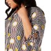  Plus Size Printed Tie-Cuff Blouse 3X – Yellow