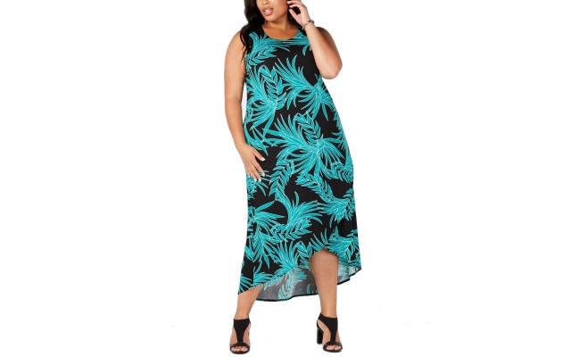  Plus Size Printed Tulip-Hem Maxi Dress 4X – Navy