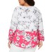  Plus Size Printed V-Neck Zip-Front Blouse 3X – Pink