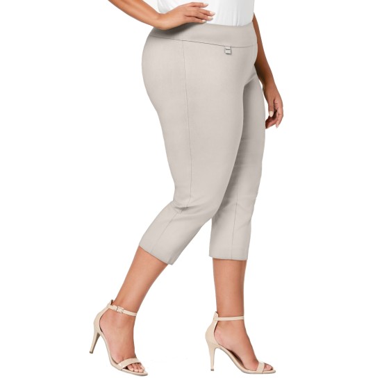  Plus Size Pull-On Capri Pants 16W Petite – Light Beige