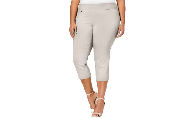 Plus Size Pull-On Capri Pants 16W Petite – Light Beige