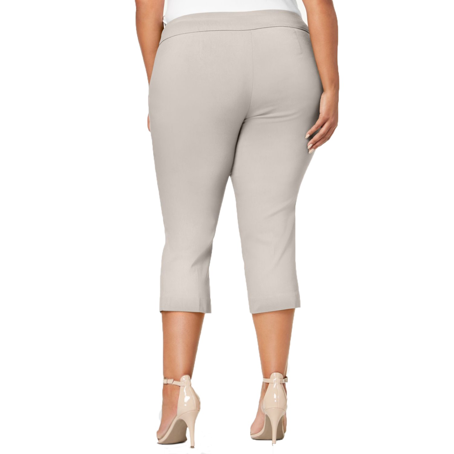 Alfani Plus Size Pull-On Capri Pants 16W Petite – Light Beige