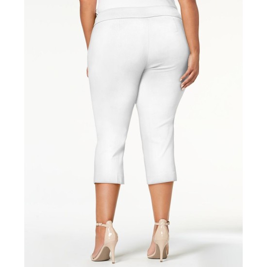  Plus Size Pull On Capri Pants In Bright White, Natural, 14W