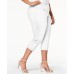  Plus Size Pull On Capri Pants In Bright White, Natural, 14W