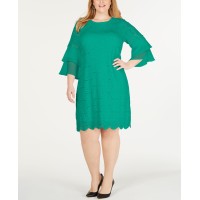 Alfani Plus Size Ruffle-Cuff Floral-Lace Dress