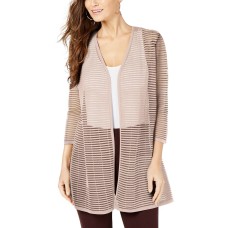 Alfani Plus Size Sheer-Stripe Duster Cardigan (0X – Peony)