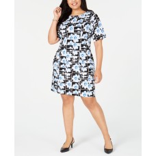 Alfani Plus Size Short Sleeve Knee Length Printed Sheath Dress