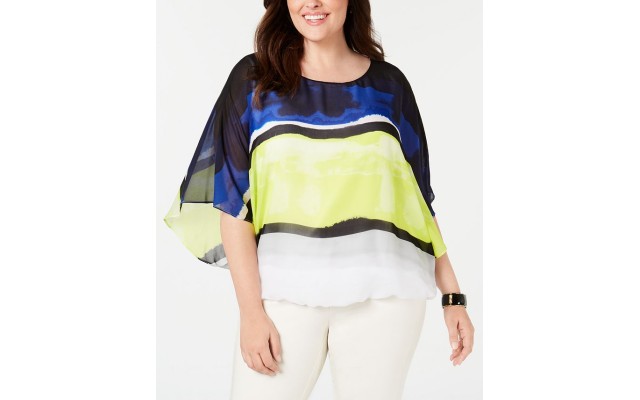 Plus Size Wing-Sleeve Bubble Top