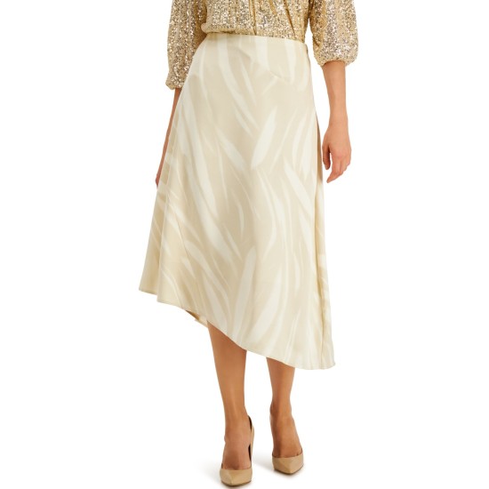  Printed Asymmetrical Skirt (Beige), Beige, 14
