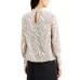  Printed Mock-Neck Bubble Top (Gray, Medium)